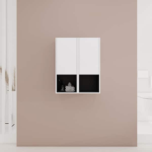 Modern 23.62 in. W x 9.81 in. D x 29.5 in. H Bathroom Storage Wall Cabinet in White