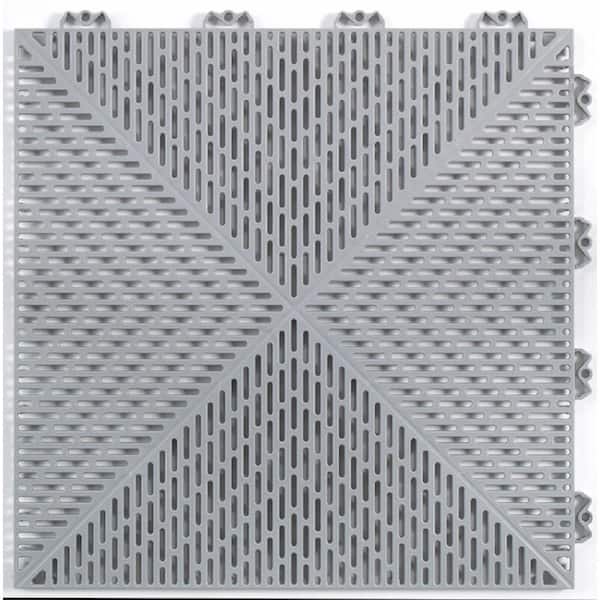 Bergo Unique 14.9 in. x 14.9 in. Gray Polypropylene Garage Floor Tile (54 sq. ft. / case)