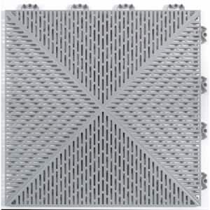 Unique 14.9 in. x 14.9 in. Gray Polypropylene Garage Floor Tile (21.6 sq. ft. / case)