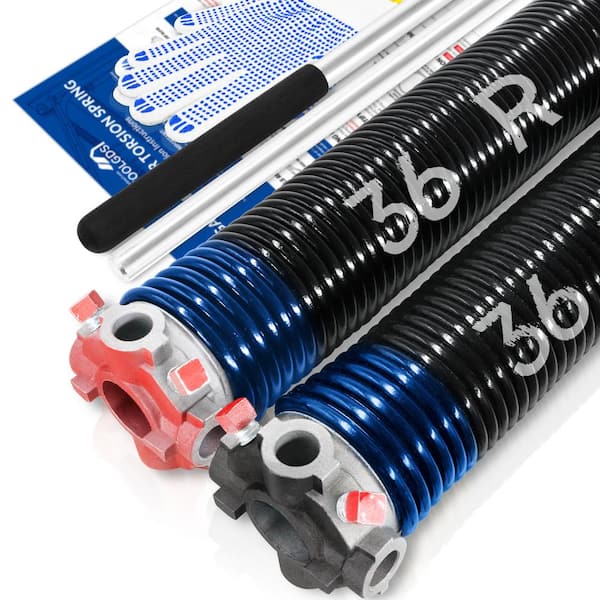 YOTOOLGDS 0.262 in. Wire x 2 in. x 36 in. L Electrophoresis Garage Door Torsion Springs in Blue Left and Right with Winding Bars