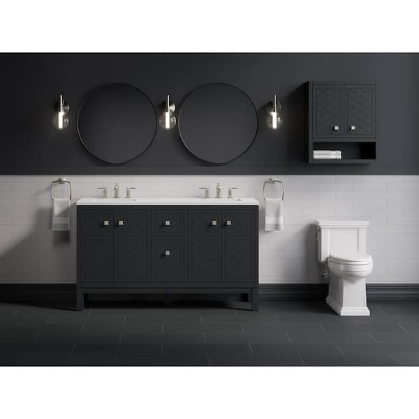KOHLER Beauxline 60.31in. Double Sink Freestanding Slate Grey Bath Vanity with White Quartz Top Assembled