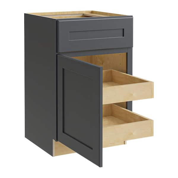 Home Decorators Collection Newport 21 in. W x 24 in. D x 34.5 in. H Assembled Plywood Base Kitchen Cabinet in Deep Onyx with 2ROT Soft Close LH