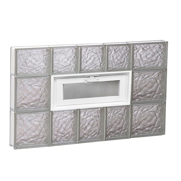 Clearly Secure 32.75 in. x 21.25 in. x 3.125 in. Frameless Ice Pattern Vented Glass Block Window