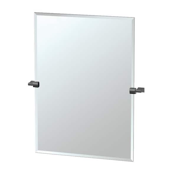 Gatco Bleu 28 in. W x 32 in. H Frameless Rectangular Bathroom Vanity Mirror in Matte Black