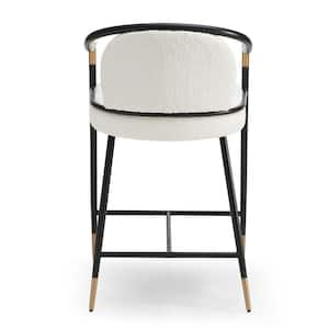 Brellix 26 in. Modern Upholstered Counter Stools with Metal Frame, Beige + Black + Gold, Set of 2