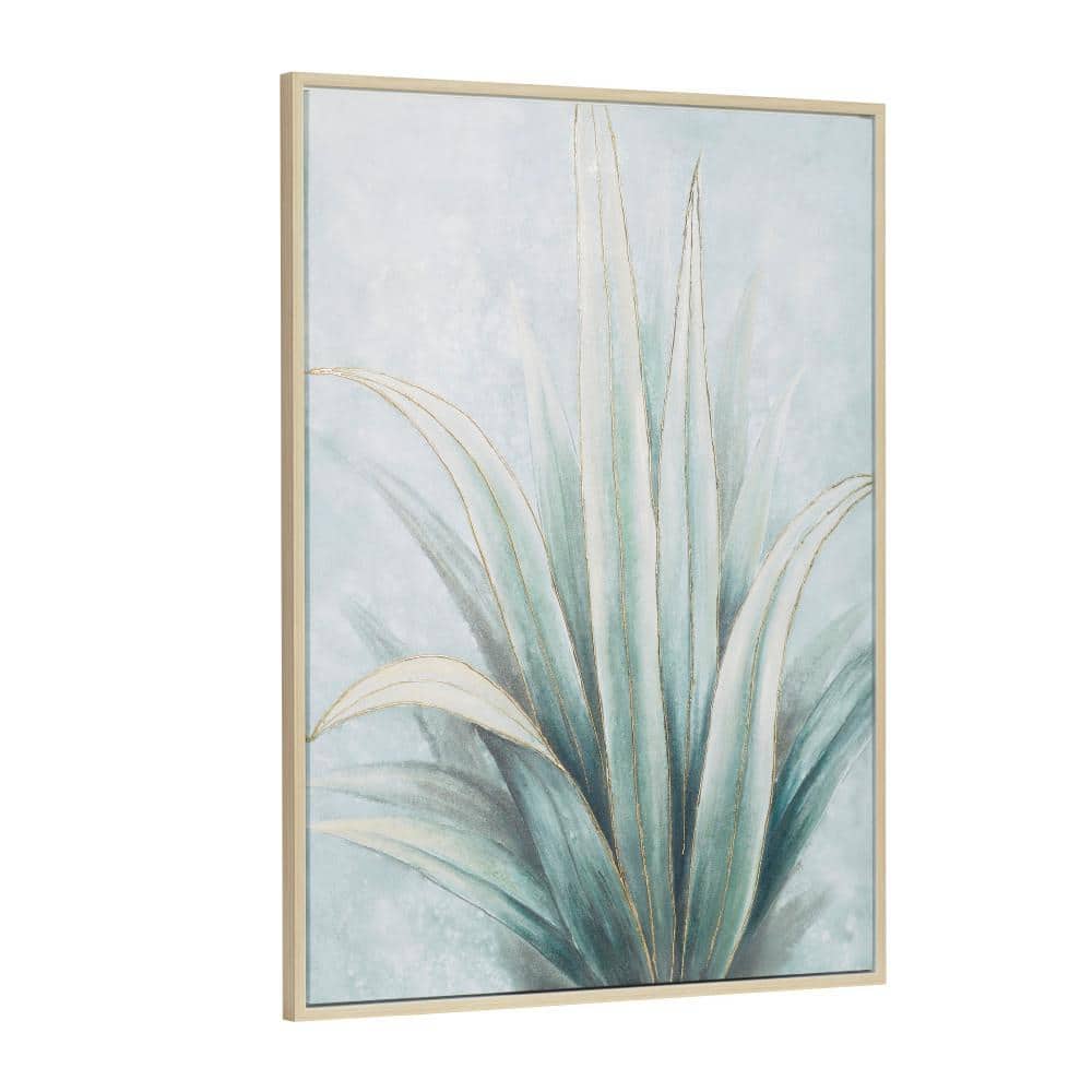 Agave-Inspired Green and Blue Acrylic Canvas Wall Art