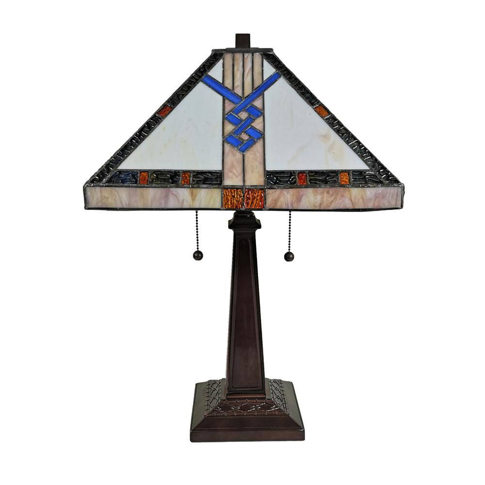 23" Tall Stained Glass Tiffany Style Table Lamp with Multi-Color Shade