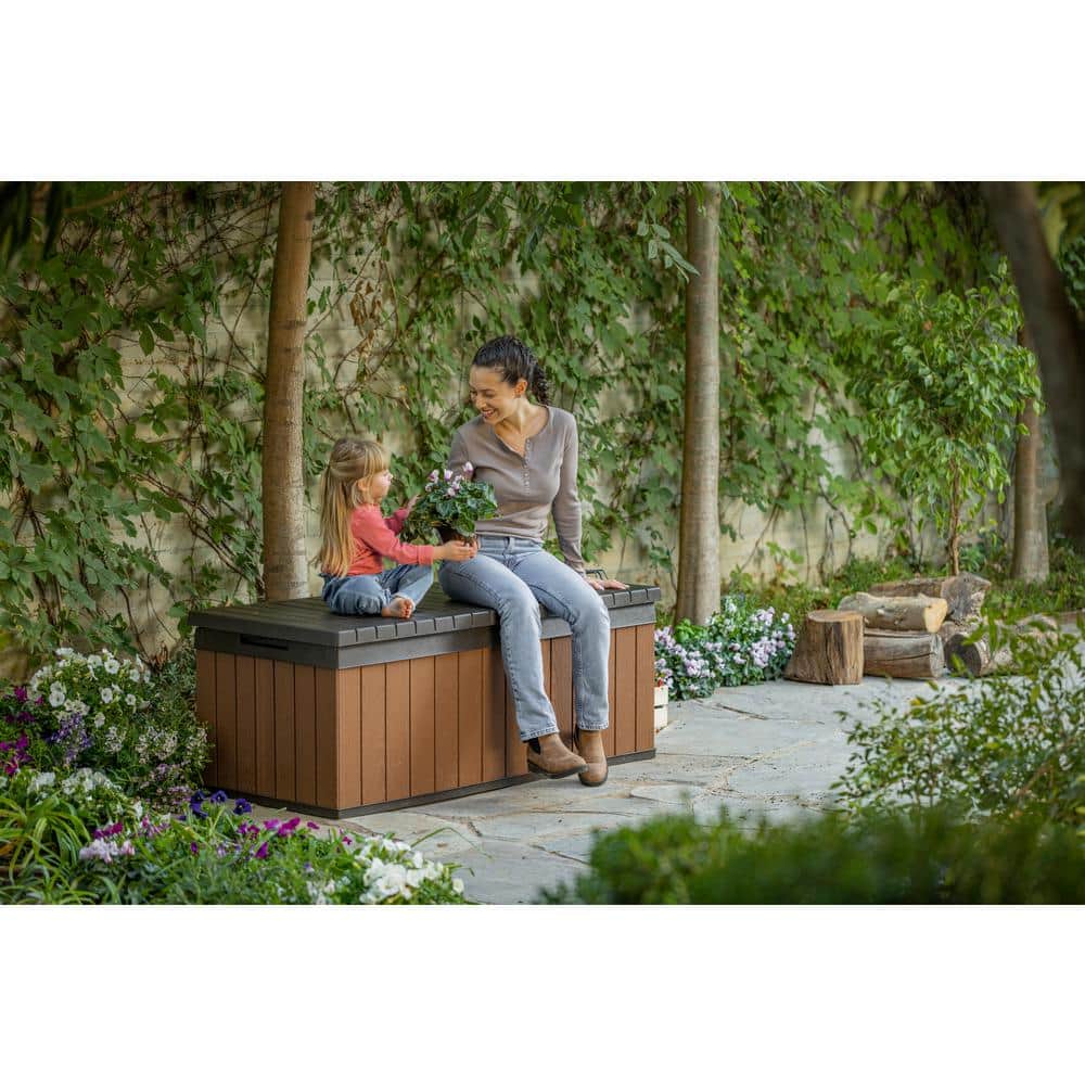 Darwin 100 Gallon Brown and Black Lockable Resin Deck Box