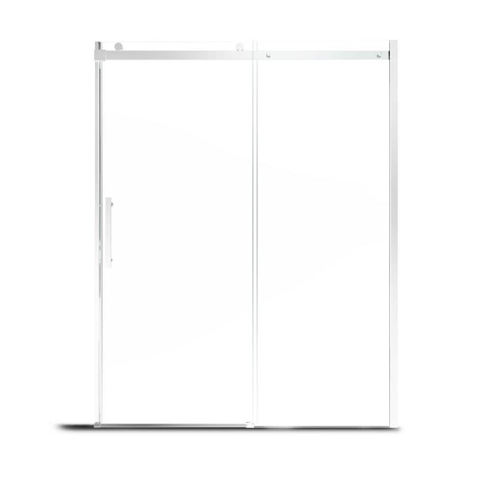 60" Chrome Frameless Sliding Shower Door with Tempered Glass
