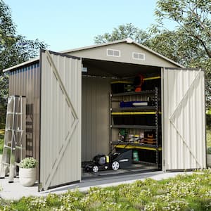 8 ft. W x 6 ft. D Gray Metal Storage Shed with Lockable Door and Vents for Tool, Garden, Bike (40 sq. ft.)