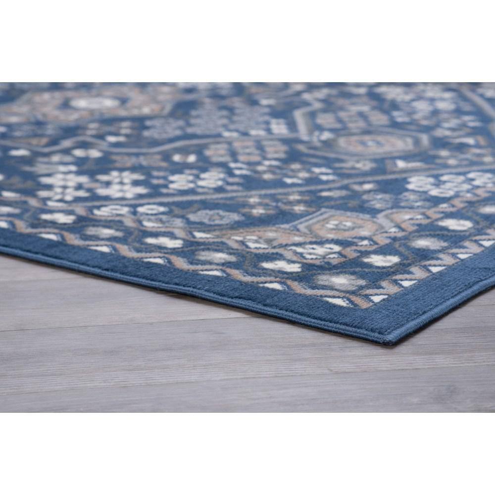 Navy and Beige Synthetic Reversible 5' x 7' Area Rug
