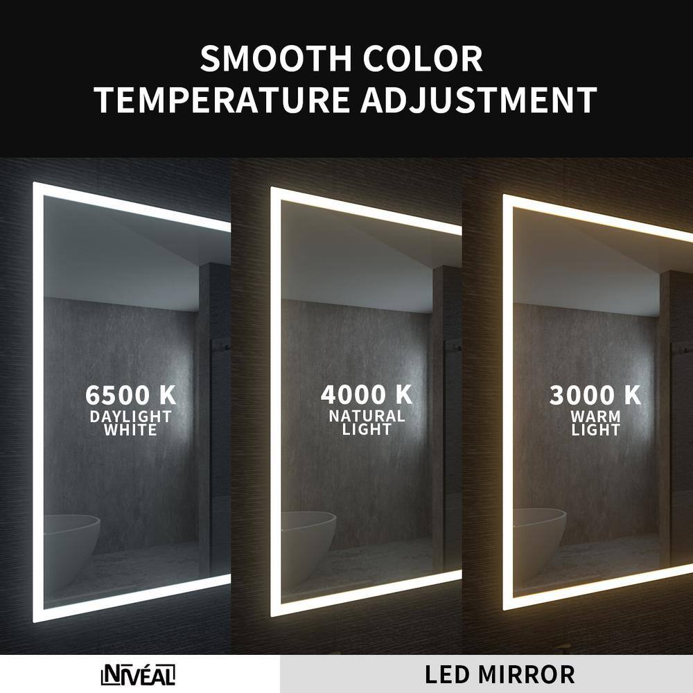 Clear 60" x 36" Frameless LED Bathroom Vanity Mirror