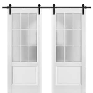 Felicia 3312 84 in. x 96 in. Full Lite Frosted Glass Matte White Finished Solid Wood Sliding Barn Door with Hardware Kit