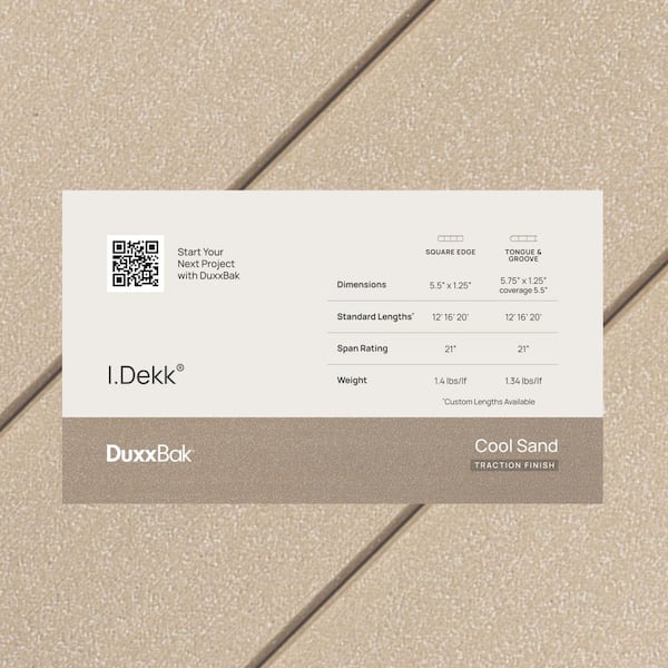 DuxxBak I Dekk 1 in. x 5.25 in. x 3 in. Cool Sand Composite Deck