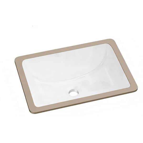 16 in. Undermount Rectangular Bathroom Sink in White Vitreous China