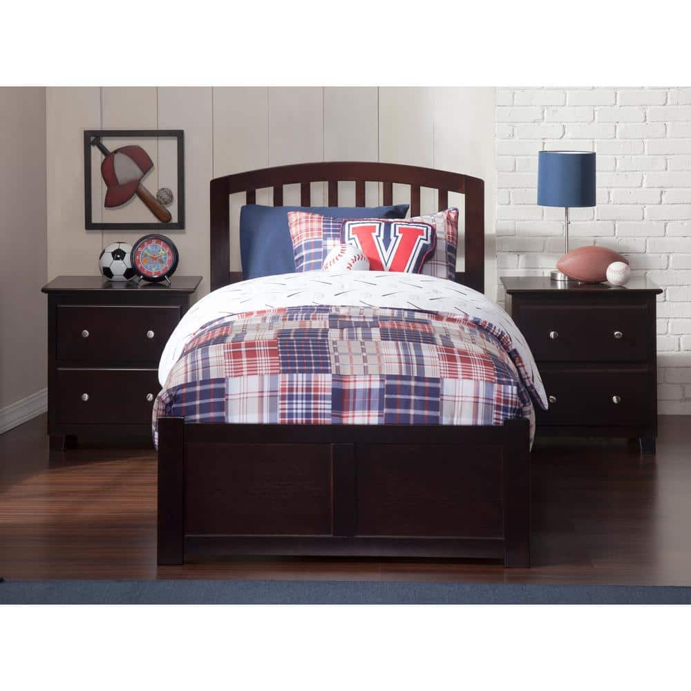 Espresso Twin XL Wood Platform Bed with Trundle and Slats