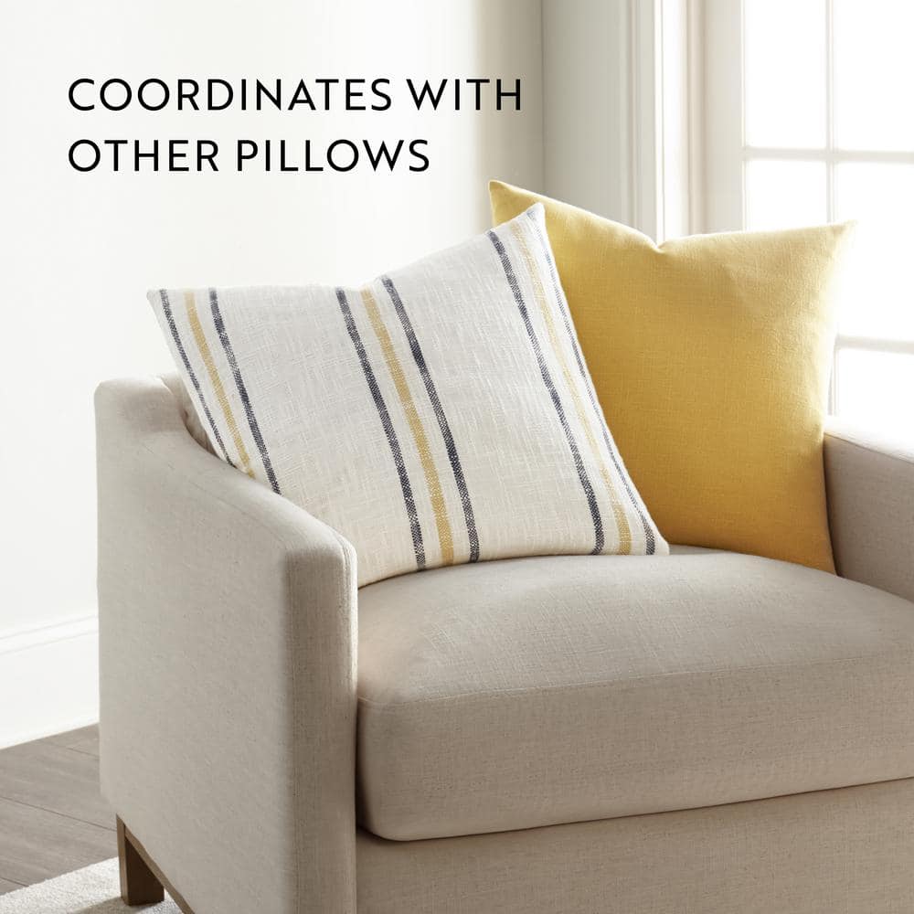 Mustard Yarn-Dyed Cotton Square Throw Pillow Set