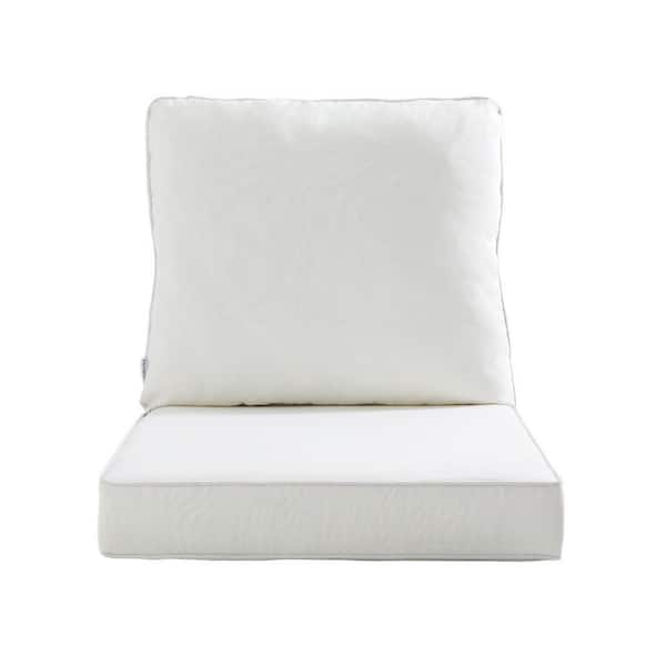 Outdoor Chair Cushions 2-Piece 23x25+20x23In.Deep Seat and Clasped Cushion Set for Patio Furniture in Beige