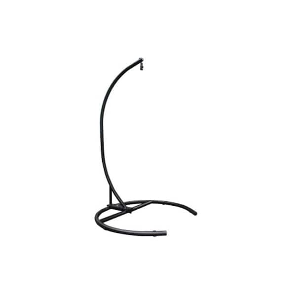 ITOPFOX 6.4 ft. Black Metal Hanging Egg Chair Hammock Stand with Round Base in Peacock Blue