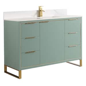 Opulence 48 in. W x 18 in. D x 33.5 in. H Single Sink Bath Vanity in Mint Green with White Carrara Top