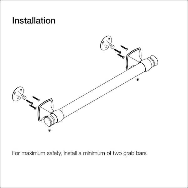 Carex Tri-Grip Bathtub Safety Rail Grab Bar with Chrome Finish, Size: 18, Clear