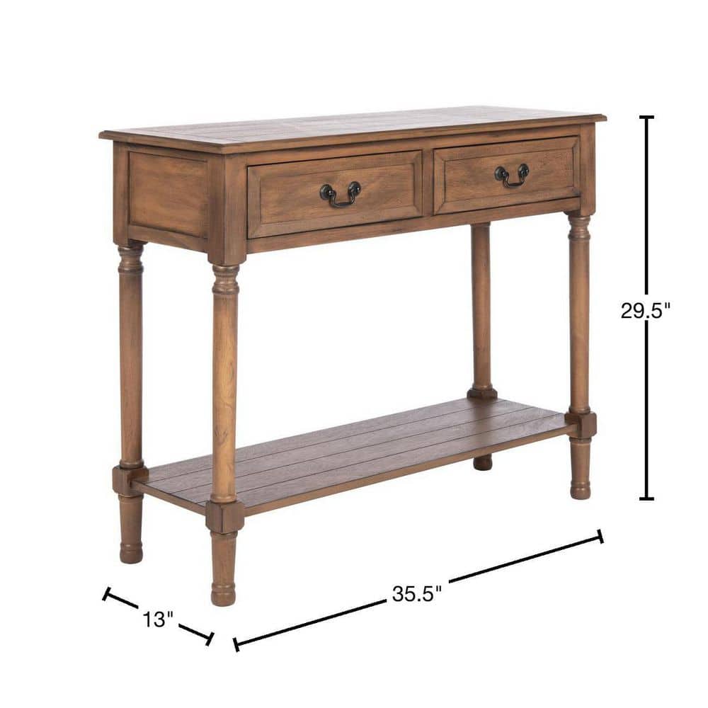 Primrose Warm Brown Wood & Metal Console Table with Storage