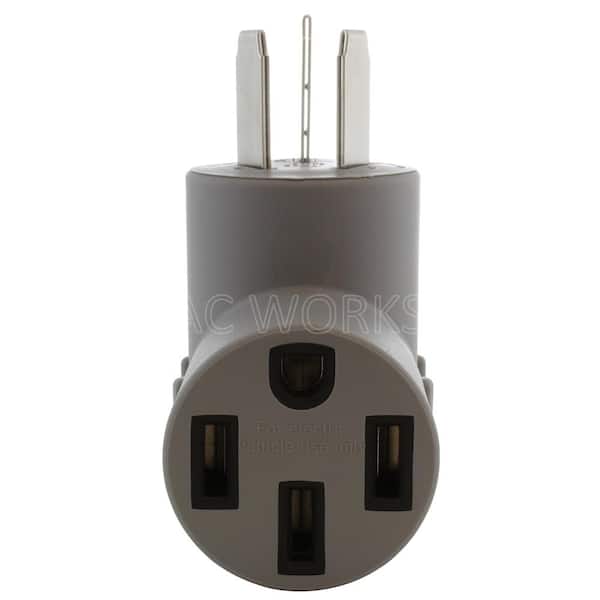 AC WORKS - Electric Vehicle Charging Adapter for Tesla Use (50 Amp, NEMA 10-50 Plug to NEMA 14-50 Tesla Connector)
