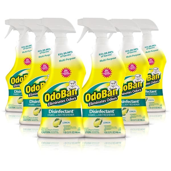 OdoBan 32 oz. Lemon Multi-Purpose Disinfectant and Odor Eliminator, Fabric Freshener and Mold Control Spray 6 Pack