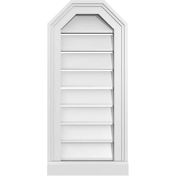 Ekena Millwork 12" x 26" Octagonal Top Surface Mount PVC Gable Vent: Functional with Brickmould Sill Frame