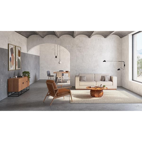 NADAAL STUDIOS Pia 35 in. Brown Round Solid Acacia Wood Coffee Table