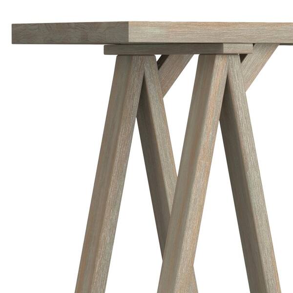 Simpli Home Sawhorse 50 in. Distressed Gray Standard Rectangle  
