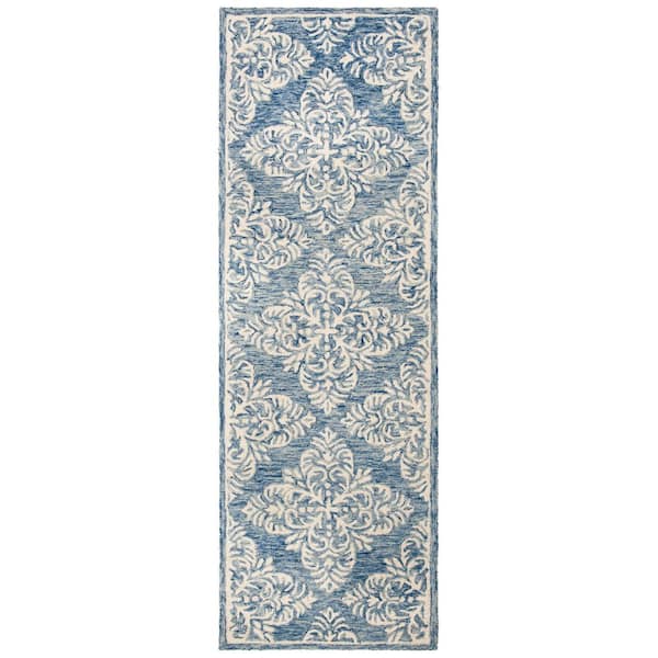 SAFAVIEH Micro-Loop Blue/Ivory 2 ft. x 7 ft. Geometric Runner Rug