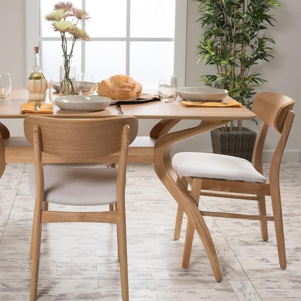 Noble House Lucious Light Beige and Oak Dining Chairs (Set of