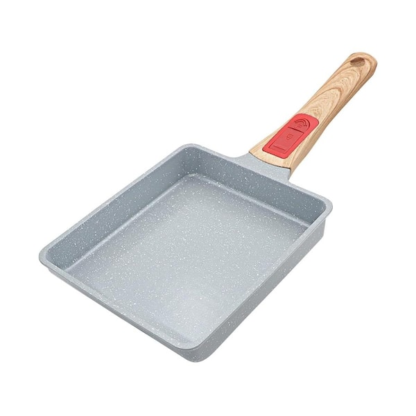 7.48 in. x 6.8 in. Blue Ceramic Nonstick Tamagoyaki Pan with Detachable Handle, PFOA Lead Cadmium Free