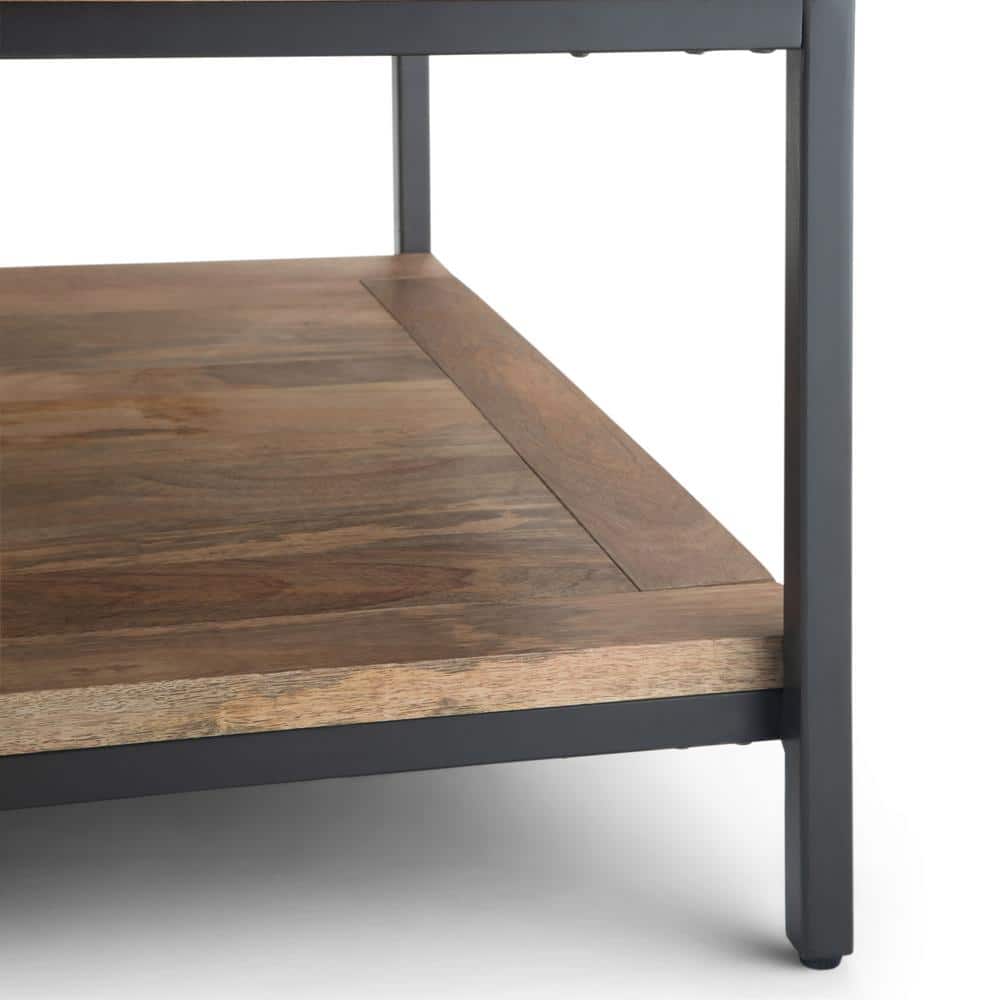 Skyler Solid Mango Wood 34" Square Coffee Table with Storage in Natural