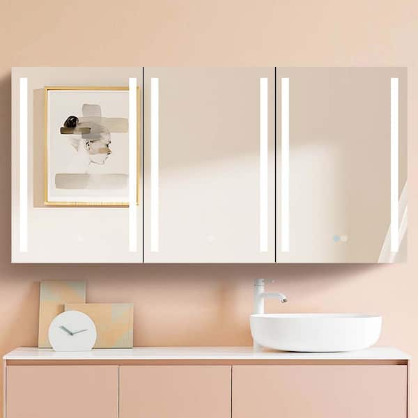 Staykiwi 60 in. W x 30 in. H Rectangular Aluminum Medicine Cabinet with Mirror