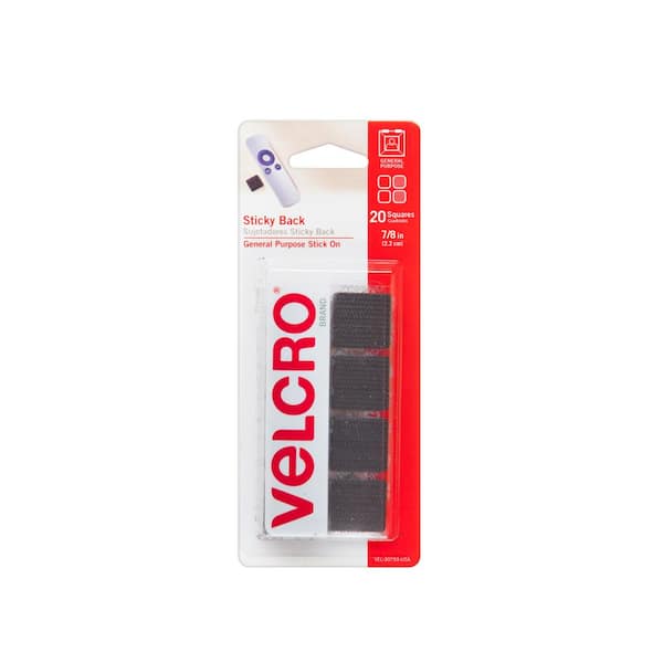 VELCRO 7/8 in. Sticky Back Squares in Black (20-Pack) VEL-30753-USA - The  Home Depot