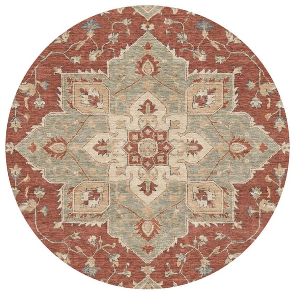 Chantille Machine Washable Indoor/Outdoor Abstract ACN2950 Brick 8 ft. x 8 ft. Round Rug