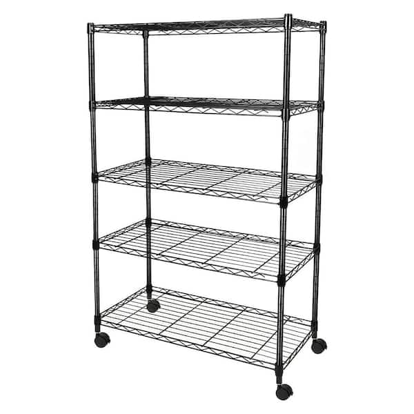 Heavy Duty 5-Shelf Shelving Unit 1250 lb. Capacity, 29.92 in. W x 13.98 in. D x 62.99 in. H, 5 Tier, Black