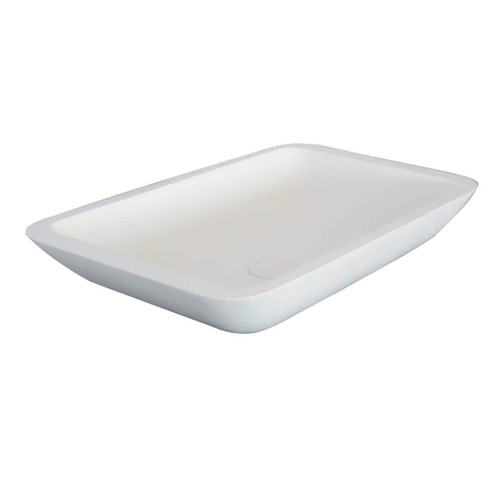 Glossy White Resin Rectangular Vessel Sink