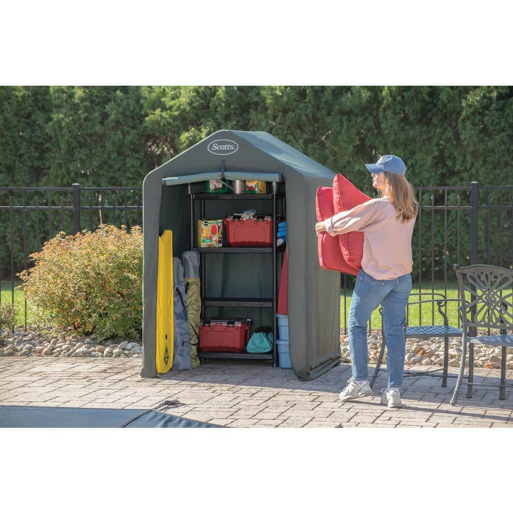 Scotts 4' x 4' x 6' Green Portable Garden Storage Shed Kit