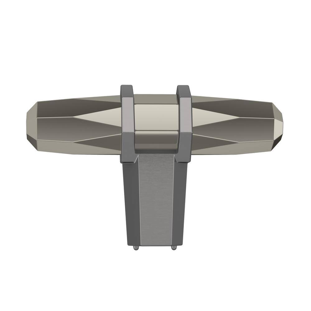 Modern Polished Nickel and Black Chrome T-Handle Cabinet Knob