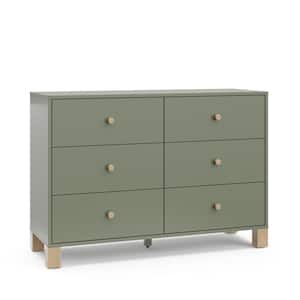 California Olive and Driftwood 6-Drawer 53.35 in. Wide Dresser