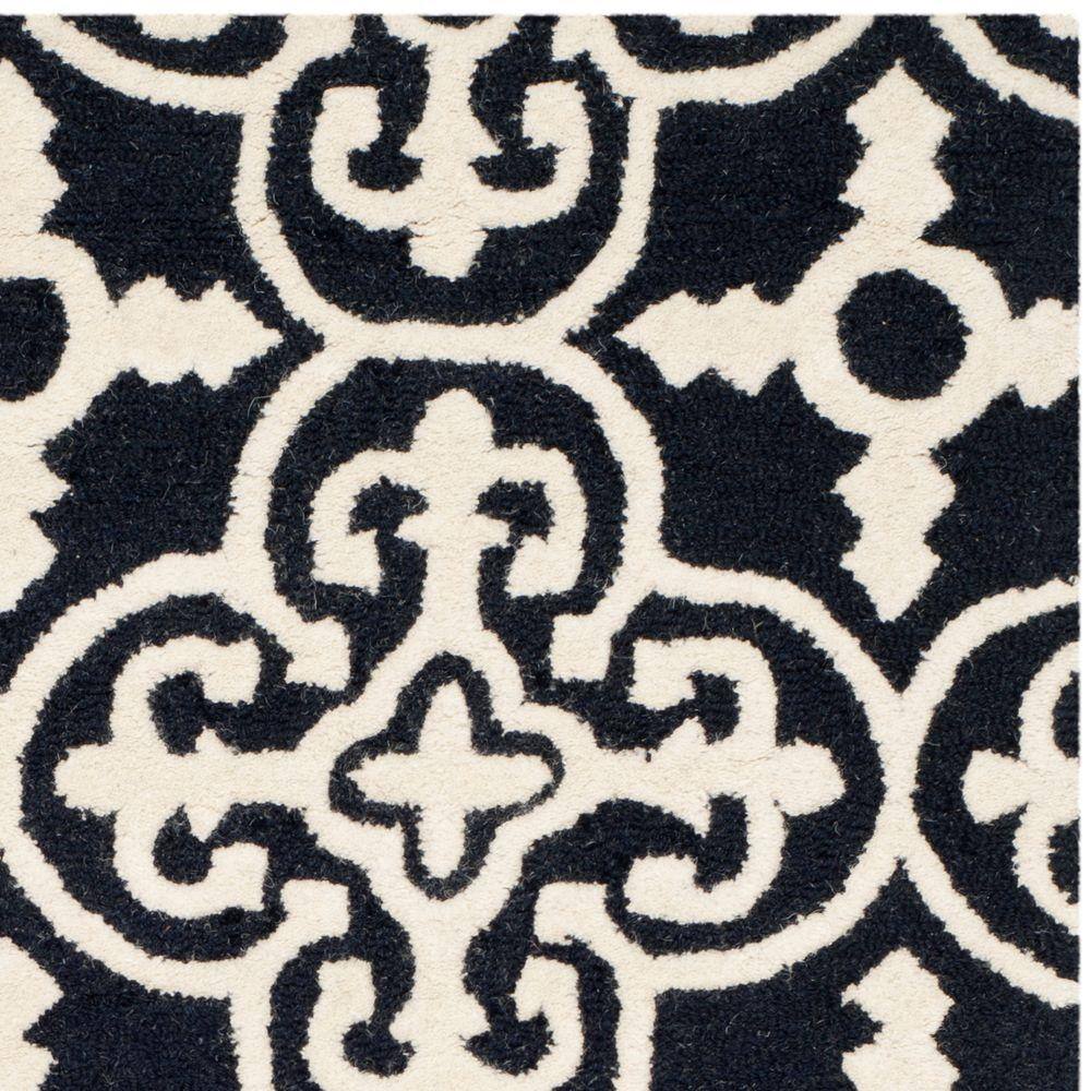 Hand-Tufted Cambridge Wool Rug in Black/Ivory, 3' x 5'