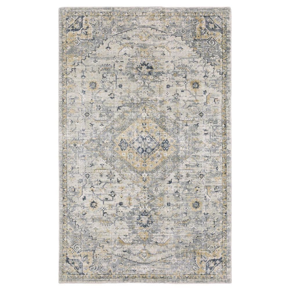 8 ft. x 10 ft. Gray, Gold Medallion Washable Area Rug price history on PriceWatchPro