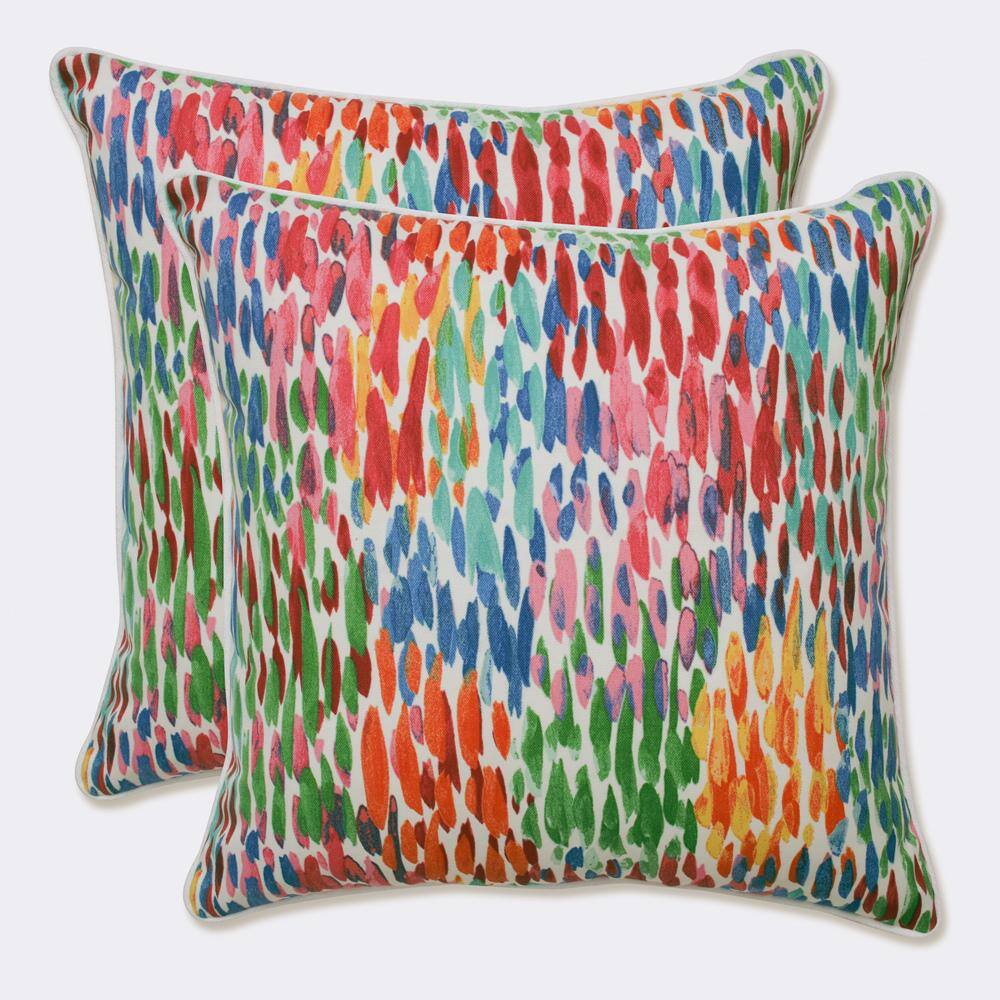 Colorful Abstract Brushstroke Outdoor Throw Pillows, 2-Pack, 16.5"
