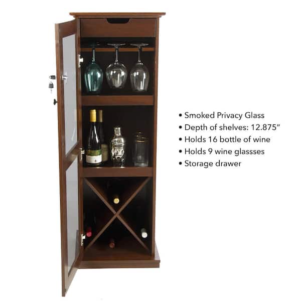 Chestnut Locking Bar Wine Cabinet, Wine And Liquor Cabinet With Lock