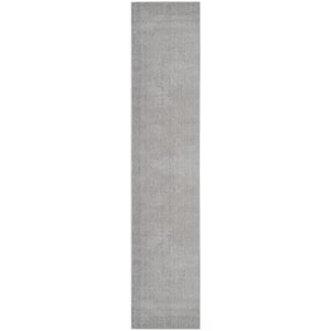 Essentialsy 2 ft. x 18 ft. Silver Gre Solid Contemporary Kitchen Runner Indoor/Outdoor Area Rug