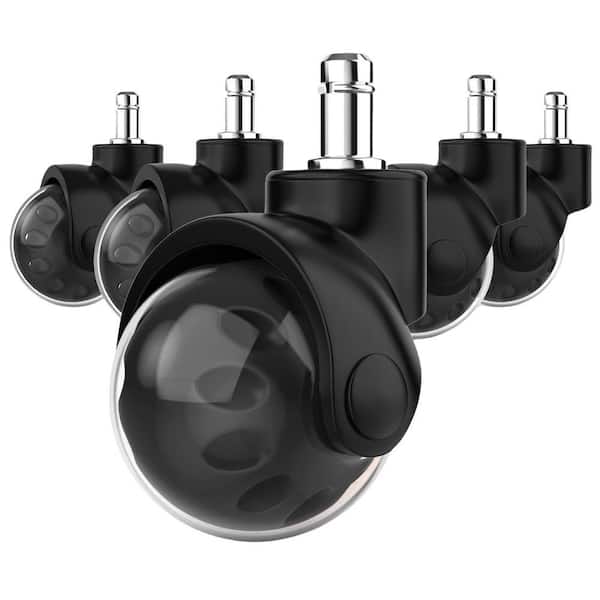 2 in. Quiet and Smooth Gliding Chair Replacement Caster Wheels in Black for All Floor or Carpet (5-Pack)