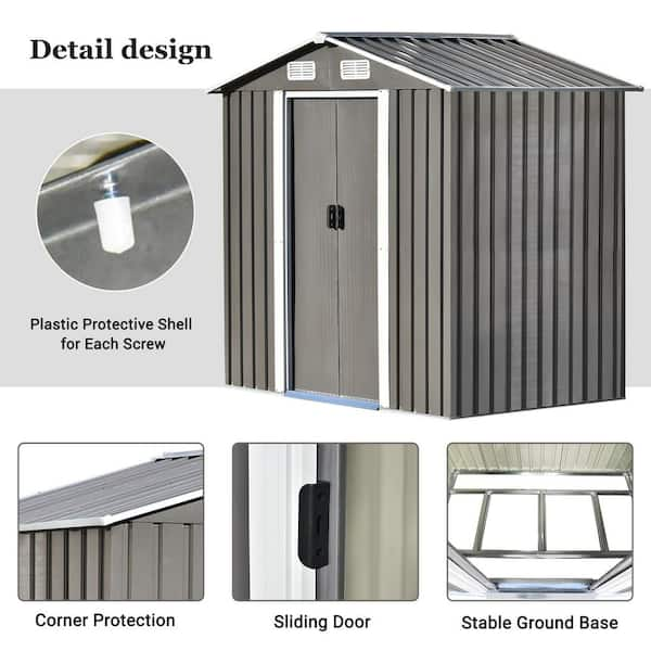 6' x 4' Outdoor Metal Storage Shed, Outdoor Storage Clearance Lockable Door, Tool Shed iYofe